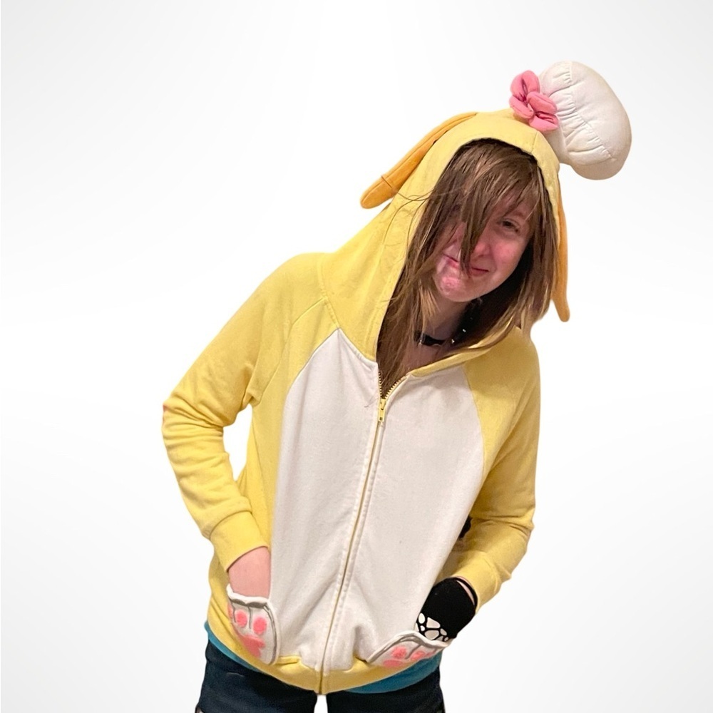 Disney Aulani CookieAnn Yellow Character Zip Up Hoodie XS Dog Ears Chef Hat